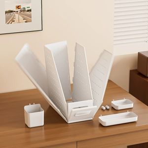 <b>Desktop</b> Book Organizer Folding Bookshelf 1 Layer Rectangle Standing Type For Books Office Storage Minimalist Design - Product Image 3