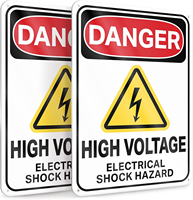 Panneaux d'avertissement de danger haute tension 7x10 en aluminium, risque de choc électrique pour usage intérieur/extérieur