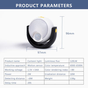 Luce LED portatile con sensore di movimento flessibile Base per treppiede IP65 impermeabile 120 LM all'aperto ABS opzione magnetica disponibile al centro - Product Image 5