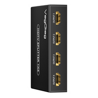 VegGieg 1x4 HDMI Splitter 1 in 4 Out 4K HD Distributor Video Indikator LED Cangkang Logam untuk Monitor TV Proyektor
