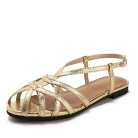 Sandales romaines rétro en PU tressé ajouré, à bout ouvert, à talon bas, pour femme, à bride unique, couleur unie, antidérapantes