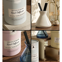 Diffuseur de roseaux en verre, ensemble de luxe, étiquette privée, bouteille en verre, parfum de maison, bâton en fibre, diffuseur de roseaux, pots en verre