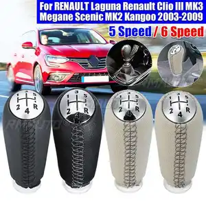 5 Geschwindigkeiten Schaltknopf Stickkopf mit Gaiter Kofferbezug Auto Getriebe-Schalthebel Griff für Renault/Laguna Megane 2 Scenic 2 Clio 3