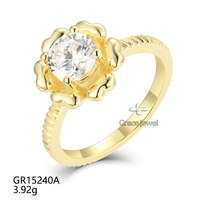 Grace Jewel Personnalisable Fine Jewelry White Cubic Zirconia Big Stone Bagues de fiançailles en or 14K et plaqué argent 925 pour les mariages