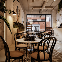Ensemble de mobilier commercial en bois pour café, hôtel et restaurant : tables, chaises, bancs, canapés et banquettes de type booth, vente en gros