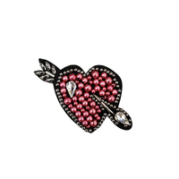 Patch brodé tendance en strass motif cœur et flèche pour vêtements et casquettes jeunesse, idéal pour le DIY