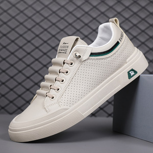 Nouvelles baskets décontractées blanches pour hommes Printemps 2026, respirantes, avec tige en microfibre et semelle intermédiaire épaisse en EVA, style skateboard, confortables et respirantes - Product Image 5