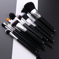 Ensemble de pinceaux de maquillage professionnels en gros, poils doux, manche en bois noir, kit de pinceaux cosmétiques pour le visage et les yeux, étiquette privée OEM