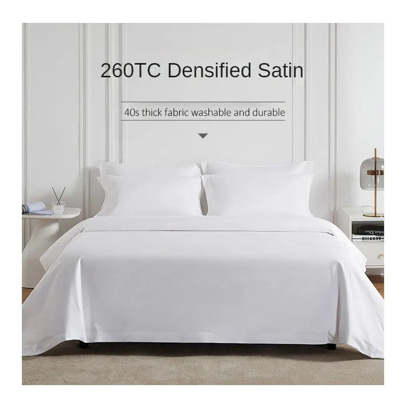 Ensemble de draps de lit en coton 4 pièces, taille personnalisable avec logo d'hôtel