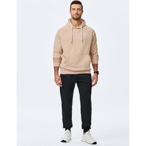 FOXA <b>Mens</b> Hoodie <b>Pullover</b> Solid Color Raglan Sleeve Drawstring Hooded Sweatshirt With Pocket Casual Wear - Product Image 5