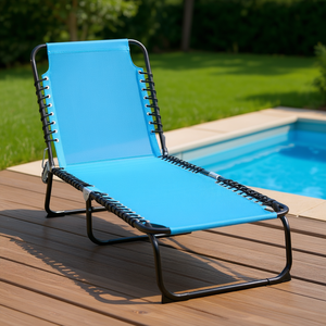 Tumbona Reclinable Moderna Azul Claro, Portátil, para Exteriores, de Plástico, Ajustable en 4 Posiciones, sin Brazos, Respaldo Sólido - Product Image 2