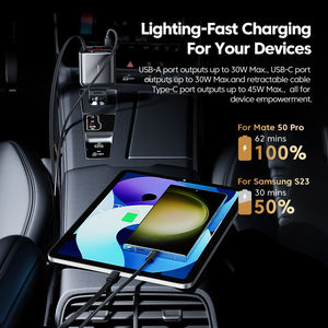 Toocki 105w chargeur de voiture rétractable 4 en 1 chargeur de voiture charge rapide type c usb a chargeur pour iphone téléphones ordinateur portable - Product Image 4