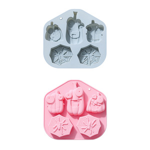 Moldes de Silicona para Pastel con Diseño de Halloween, 5 Cavidades, Diseño de Calabaza y Telaraña, Rosa y Gris, No Tóxicos, Reutilizables, de Grado Alimenticio - Product Image 1