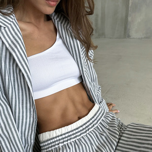 Wholesale Women Casual Knee Short Solid Heat-Transfer Printed Pants <b>Set</b> Long Sleeve Spring Eco-Friendly Loungewear Homewear - Product Image 5