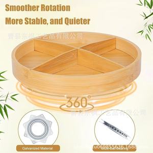 Wooden Round Spice <b>Storage</b> <b>Tray</b> 4 7 Compartments Unfinished Solid Wood Seasoning Organizer For Kitchen Tabletop Use - Product Image 2