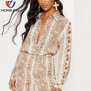 Personalizzato moda serpente <span class=keywords><strong>marrone</strong></span> delle donne di stampa della camicia di grandi dimensioni - Product Image 6