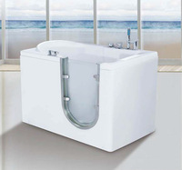 Baignoire de massage en acrylique avec porte latérale et jets pour personnes âgées et handicapées