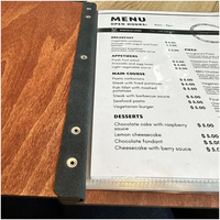 Protège-Menus de Restaurant Personnalisables 12 Vues, Couverture en Cuir avec Poche Intérieure et Porte-Menus en Bois