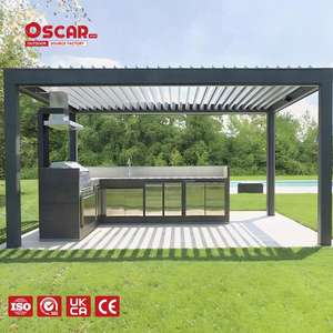 Pergola de jardin pavillon avec angle réglable et design résistant aux intempéries, idéale pour la cour, le bord de piscine et la <span class=keywords><strong>terrasse</strong></span> - Product Image 1