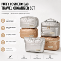 QET1145 Trousse de Maquillage Portable Matelassée Imperméable avec Logo Personnalisé, Organisateur de Maquillage Gonflé, Pochette de Voyage pour Cosmétiques avec Fermeture Éclair