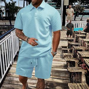 Ensemble Homme Été Décontracté Sport Uni Anti-Boulochage Séchage Rapide 100% Polyester Fin Revers Nouveau Style - Product Image 3