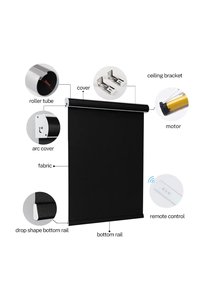 Customized <strong>Horizontal</strong> Built-In Plastic Plain Blackout Window Roller <strong>Blinds</strong> Electric Remote Control Tuya Google Day Night - Product Image 5