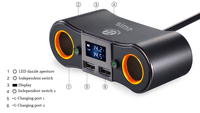 Prise de courant pour voiture à montage en surface, combo PD QC3.0, chargeur USB, allume-cigare, voltmètre numérique, interrupteur marche/arrêt pour camping-car