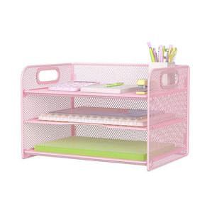 Paper Letter <b>Tray</b> with Handle 3 Tier Metal Mesh Desk <b>File</b> Organizer A4 Paper Filing <b>Trays</b>, Desk Tidy Magazine Document Holder - Product Image 2