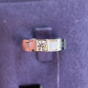 Bague en platine classique VVS White D PT950 avec diamant cultivé en laboratoire pour homme, bague de fiançailles et de mariage - Product Image 1