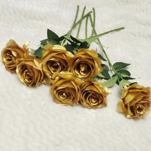 TC Wholesale Fleurs artificielles en or et argent, branches de roses en soie, <span class=keywords><strong>bouquet</strong></span> de roses artificielles, fausses roses pour la décoration de mariage, de fête à domicile - Product Image 2