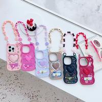 Étui de téléphone protecteur pour Tecno Camon 18, fabriqué par BAILI Factory, avec des accessoires mignons en forme d'oreilles de chat, bord ondulé, cœur 3D, dessin animé, chaîne de perles, bracelet