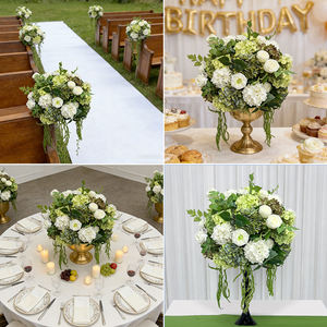 Arreglo Floral Moderno y Realista en Verde y Blanco con Helechos en Cascada, Decoración de Flores Artificiales Hechas a Mano para Jardín y Bodas - Product Image 2