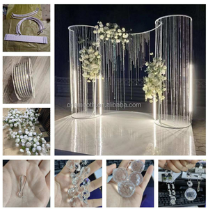 Arche de toile de fond en fer blanc lisse avec éclairage LED pour événements, décoration de fond de mariage en forme de <span class=keywords><strong>S</strong></span>, décoration florale artificielle - Product Image 3