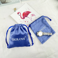 Pochette de rangement pour bijoux en faux daim de luxe, élégante, petite, en velours, avec cordon de serrage, pour bagues et boucles d'oreilles