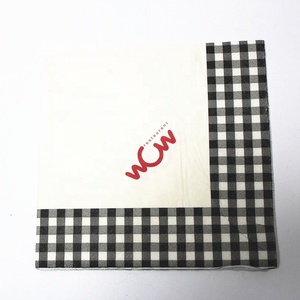 Nhà Máy Nền trắng kẻ sọc đen clathrate giấy khăn ăn cho nhà hàng và khách sạn tùy chỉnh khăn ăn với tên logo trên đó - Product Image 5