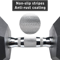 Haltères hexagonaux entièrement noirs revêtus par le fabricant Snbo, poids de gym de 2,5 à 50 kg, ensemble d'haltères hexagonaux en caoutchouc avec support