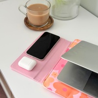 Housse d'ordinateur portable en cuir imperméable pour femme avec chargeur sans fil, logo personnalisé, mignonne et pratique pour les voyages