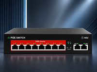Switch PoE AI de 8 Puertos, 120W, 10/100Mbps, 2 Uplinks, IEEE 802.3af/at, VLAN, Switch de Red Ethernet Inteligente para Cámaras IP CCTV, Carcasa Metálica