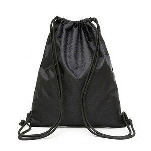 Hot Sale Custom Logo Waterproof Gym Black Blank Polyester Drawstring Bag Sport Knapsack Drawstring <b>Backpack</b> with Zipper Pocket - Product Image 2