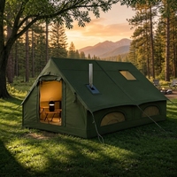 Tente de glamping de luxe gonflable double couche quatre saisons en PVC, imperméable Oxford 3000mm, avec prise de poêle et installation automatique