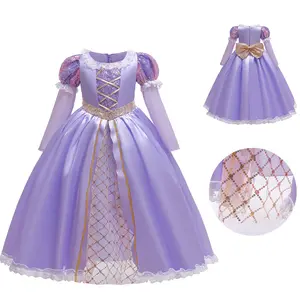 Alta Qualidade Criança Fancy Dress Outfit Trajes Meninas Fairy Tale Princesa Tangled Rapunzel Aurora Kid Trajes