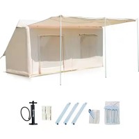 Tente de camping extra large pour 4 à 8 personnes, coupe-vent en PVC et toile, installation facile avec cuisinière pour les familles pendant les 4 saisons.