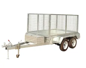 Box trailertruck s 6*4 Caja galvanizada Remolque de jaula Remolque de coche de un solo eje con juegos de luces Led con enchufe de 7 pines