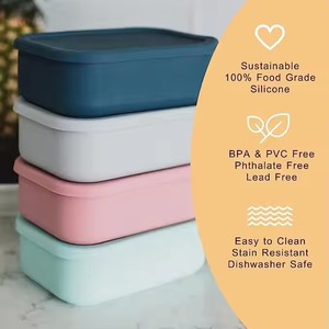 H-0068 Boîte à lunch scolaire en silicone à 3 compartiments avec logo personnalisé, anti-fuite, sans BPA, <span class=keywords><strong>micro</strong></span>-ondable, chauffable, durable - Product Image 3