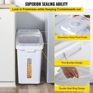 DB Wholesale Contenedores de almacenamiento de ingredientes Prosave comerciales de 11,4 galones Contenedores de harina de 280 tazas con ruedas Uso doméstico - Product Image 5