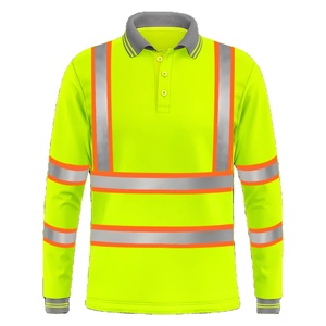 ポロシャツHBC,カスタムロゴクイックドライ視認性安全反射長袖ロードワークポロシャツ - Product Image 4