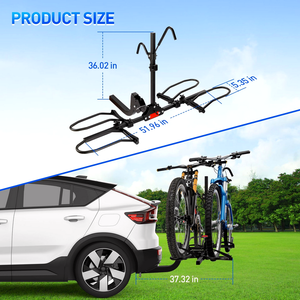 Fabricant 150lbs pliable inclinable vers le bas E Bike attelage plate-forme style 2-Bike Rack pour voiture camion SUV minivan remorque - Product Image 6