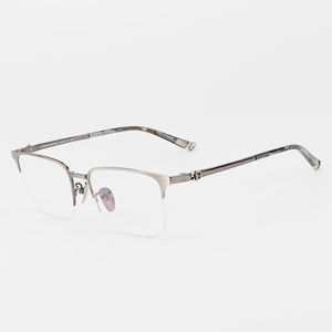 クラシックハーフフレームブラックパンク耐久光学処方Y2k高級ブランド保護メガネ安全チタン眼鏡フレーム - Product Image 3