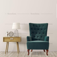 Fauteuil en velours avec jambes en bois, siège confortable, design moderne, vintage, hôtel 4 étoiles, pour salon, livraison gratuite