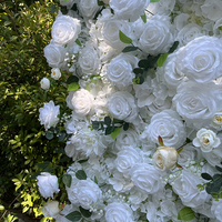 Mur de fleurs artificielles en soie, motif rose blanche, panneau floral dense 3D pour décoration de cérémonie de mariage et de fête, vente en gros